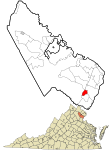 Prince William County Virginia incorporated and unincorporated areas Dumfries highlighted